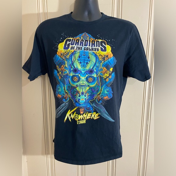 Marvel Guardians Of The Galaxy T-Shirt Mens Large Black Knowhere Tour Graphic - Picture 1 of 5